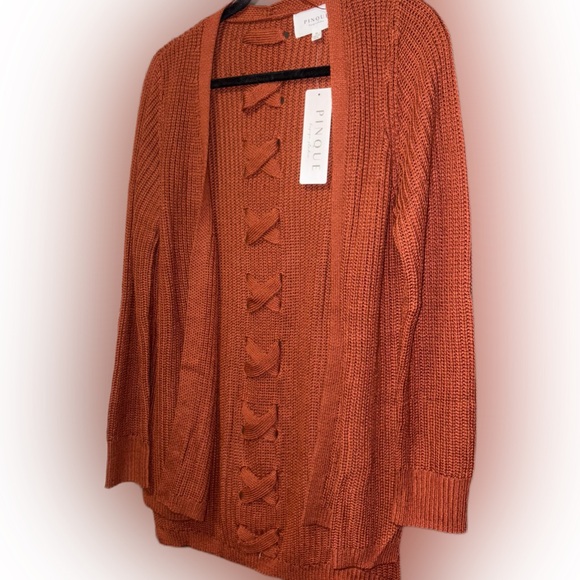 NEW! PINQUE Rust Cardigan With Stationary Corset On Back- GORGEOUSNESS! - Picture 3 of 10